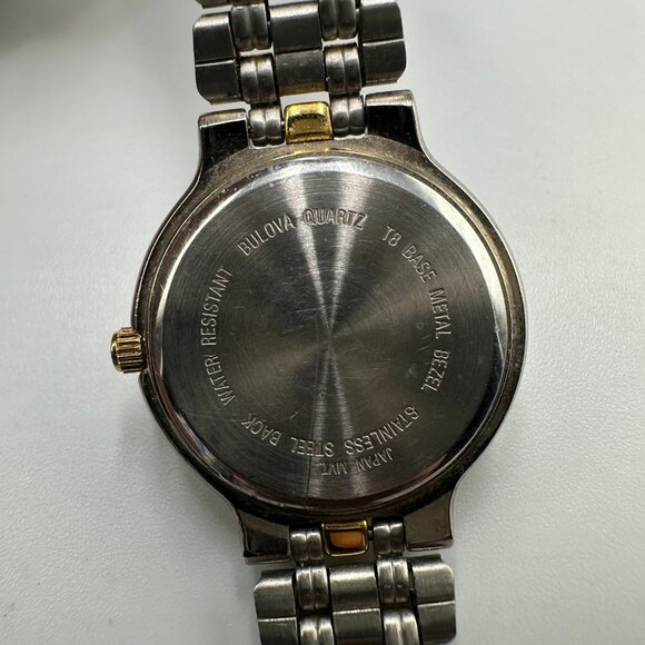 Bulova Watch Women Silver Gold Two Tone Beige Dial 24MM New Battery 7.25" - Picture 2 of 15